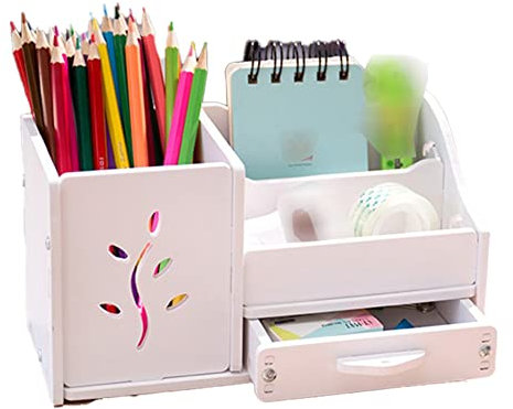 WZYYCV Organizer Desk stifte Multifunktions 3 Grid Desktop Stifthalter Büro Schule Schreibwaren Aufbewahrungskoffer Holzkiste Schreibtisch Stift Stift Organizer Organizer Desk stifte