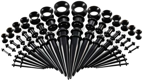 1 SET 14 G-00 G Cyanfarben Acryl Ohr Stretching Kit Silikon Tunnels Kegel Piercing Schmuck Dehnungs Messgeräte Expander Doppel-O-Ringe Acrylkegel Dehnstäbe Frauen Herren