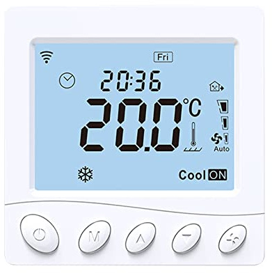YIWEOG Termostato WIFI/485 Modbus per Riscaldamento a Pavimento e Fan Coil a 2 Tubi - Intelligente con Display LCD da 3,2 Pollici, Applicazione e Controllo Vocale Programmabile