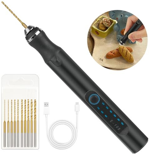 Ainiv 3-Gang-Elektro-Mini-Bohrstift, Wiederaufladbare DIY Handbohrer Elektrisch, Mini Bohrmaschine mit 10 kleine Bohrer, Mini Bohrer Set für Harz Schmuckherstellung Kunststoff Holz Leiterplatte Leder