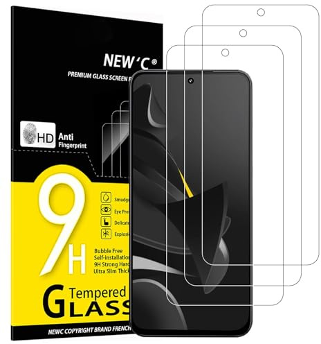 NEW'C 3 Pack, skärmskydd i glas för Xiaomi POCO M7 Pro 5G, bubbelfri, 9H hårdhet, 0,33 mm ultratransparent, ultrabeständigt härdat glas
