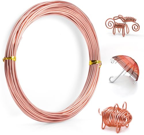 MEGAVOW Basteldraht 1.5mm x 10m, Aluminiumdraht Schmuckdraht Silberdraht Floristendraht Bonsai Draht, DIY Dekodraht zum Basteln für Halsketten Armbänder Ring, Bindedraht für Kränzer, Roségold