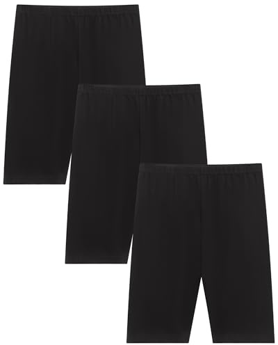 Moitiy Lot de 3 paires de pantalons de cyclisme courts pour fille - Pantalon de sport - En coton - Pour l'été - 4-12 ans, Noir / noir., 4-5 ans