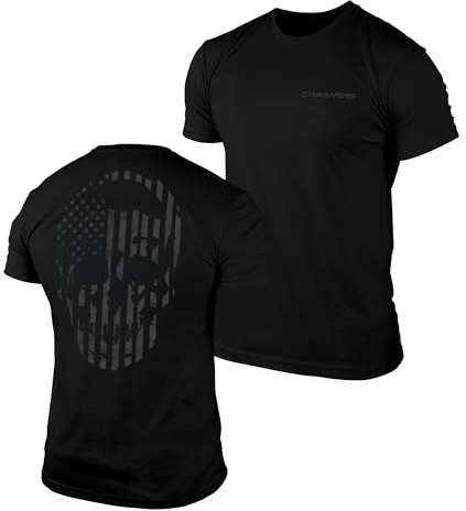Gymreapers American Reaper Moisture Wicking T-Shirts for Men - Workout Gym Shirts - Running Athletic Tees & Dry Fit Tshirt Black