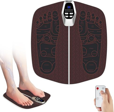 TECKZOON Masajeador de Pies EMS con 8 Modos 32 Niveles de Intensidad, Masajeador Eléctrico Recargable Inteligente de Pulso para Pies Pantorrillas con Control Remoto