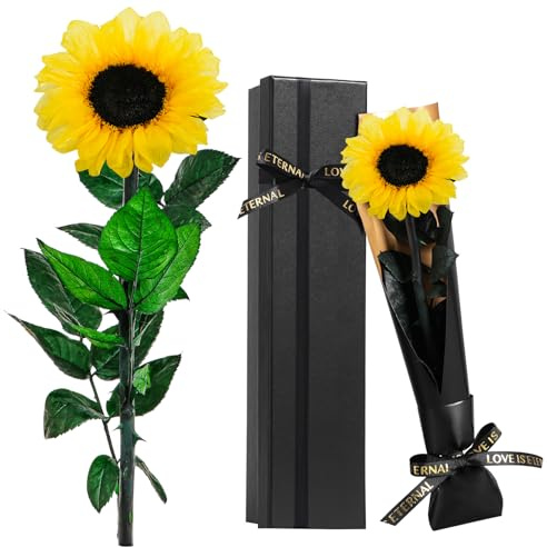 Touloube Girasole Stabilizzata Vera Eterna Fiori Regalo Donna Compleanno Natale Anniversario Per Lei, Regali Mamma Nonna Fidanzata Moglie Sorella, Festa Della Mamma, San Valentino
