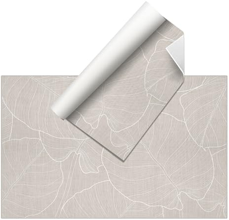 VINILIKO Design | Alfombra Vinílica Hojas Beige 50x100 cm - Antideslizante, Impermeable, Lavable - Varios Tamaños - Alfombra Vinilo Salón, Cocina