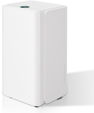 Hebitod Deshumidificador eléctrico de 16 l/día, deshumidificador eléctrico para habitaciones de hasta 30 m² con indicador LED, manguera de drenaje, ultrasilencioso, temporizador 24 h, deshumidificador