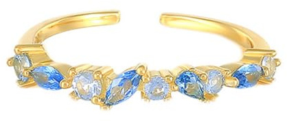 Wycian Bague Anneau Or Bague Vintage Topaze 9K Au375 Forme Marquise Topaze Taille 56.5 pour Tante Lesbienne