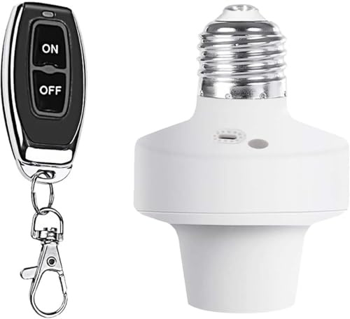 QIACHIP E27 Lamp Base Socket Holder with 433Mhz Remote Control Kit | E27 Screw Fitting,50m RF Range,retrofitting pendant lights