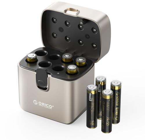 ORICO AAA Rechargeable Lithium Batteries Set 8-Pack with Charger, 1500 Cycles, 2H Fast Charging, 1.5V Constant Output - EV8P