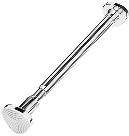 Bastone per tende a tensione regolabile, senza trapano, in acciaio inox, antiscivolo, per bagno, finestra, armadio, cucina (argento, 210-300 cm)