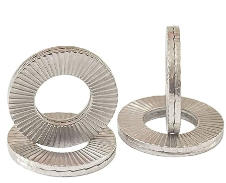 Arandelas autoblocantes de doble capa dentadas antivibración extra grandes seguridad dos piezas con absorción impactos(Φ10 (20 pieces))