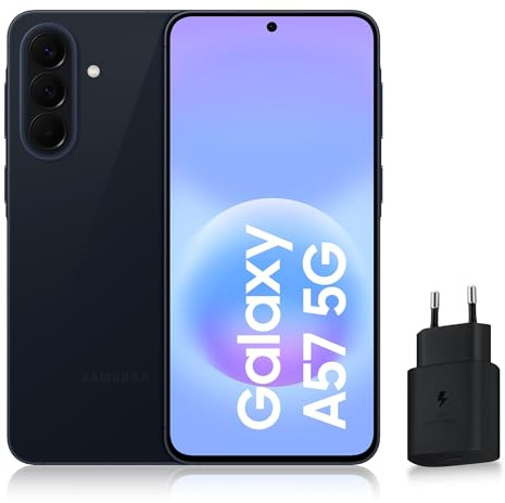 Samsung Galaxy A57 5G, Smartphone Android 5G avec l'IA Accessible à Tous, 128 Go, RAM 8 Go, Chargeur Secteur Rapide 25W Inclus, Smartphone déverrouillé, Bleu, Version FR