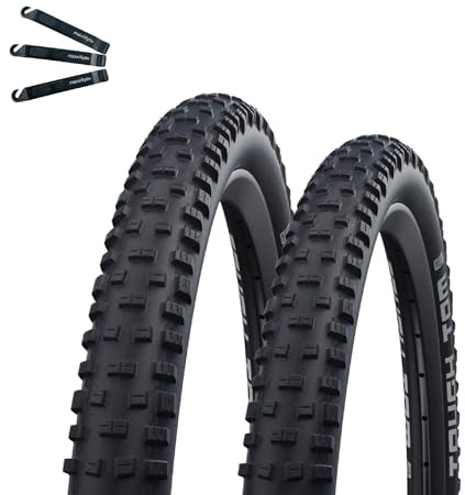2 x Schwalbe Tough Tom tråddäck Active Line K-Guard svart 60-622 (29 x 2,35) inkl. maxxi4you däcklyftare
