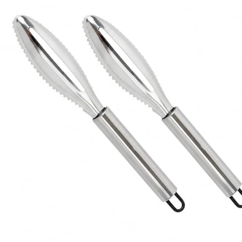 2Pcs Fischentschupper Edelstahl Fischschupper, Entschupper für Fisch, Fischschuppen Entferner, Reinigung Schäler Fischentschupper Sägezahn Fisch Entschupper Werkzeug für Küche Meeresfrüchte Märkte