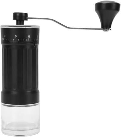 Generic Handkaffekvarn Justerbar Keramikkvarn med 40 Inställningar för Moka Pot och Droppkaffe, Bärbar Design med Behållare Av Glassump (Handkaffekvarn yttre justerbar)