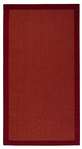 casa pura Amazonas Rot 200 x 290 cm Sisal Teppich – Naturfaser Teppich mit Baumwollbordüre, Wohnteppich, Sisalteppich