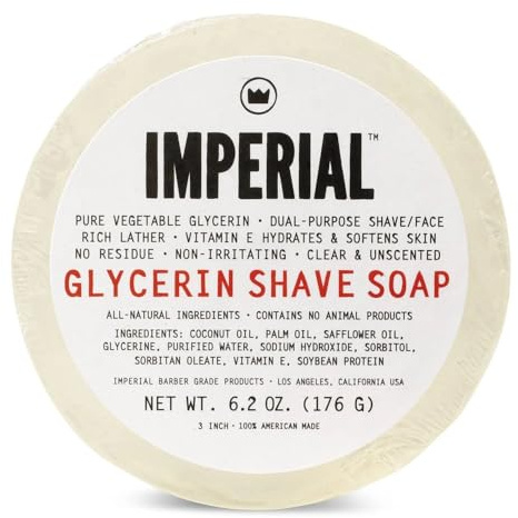 Imperial Barber Glycerin Soap Puck for Shave & Face Use, 6.2 oz