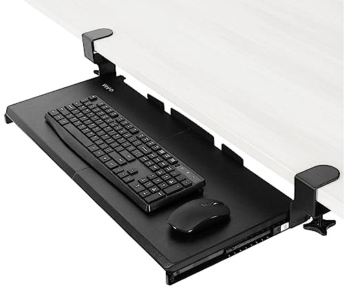 VIVO Large Keyboard Tray Under Desk Pull Out with Extra Sturdy C Clamp Mount System, 27 (33 Including Clamps) x 11 Inch Slide-Out Platform Computer Drawer for Typing, Black, MOUNT-KB05E
