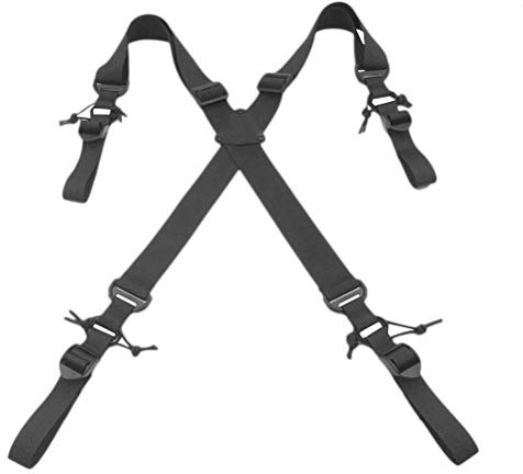 LIOOBO Hochleistungs-Hosenträger, verstellbar, elastisch, x-förmig, für Outdoor-Sportarten (schwarz)