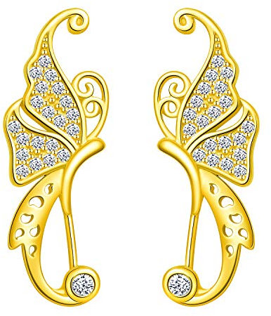 Unendlich U Einzigartig Schmetterling Damen Ohrklemme 925 Sterling Silber Zirkonia Ohrringe Ohrstecker Ear Cuff Ohrschmuck in Verschiedenen Farben