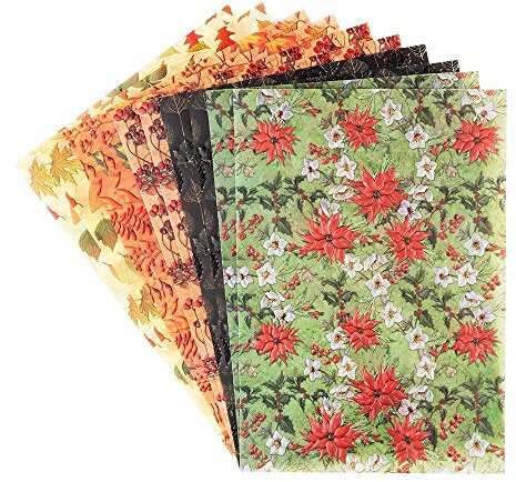 Ideen mit Herz Dekorpapier | Motiv-Transparentpapiere Deluxe | geprägt | farbig | Spotlack-veredelt | DIN A4 | 150g/m² | 10 Bogen | Bastelpapier mit Muster (Herbst & Winter Floristik)