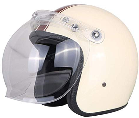 GAOZ Casco Jet Moto Aperto, Scooter Scodella Caschi Motorino Vintage Chopper Portatile Jet Moto Design di Protezione Buffer EPS, Omologato DOT/ECE, 57-64 cm
