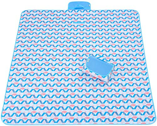 Dreamls Outdoor-Picknickdecke, wasserdichte Strandmatte, extra groß, faltbar, Picknick-Matte, sanddicht, Stranddecke für Park, Camping, Wandern (145 x 180 cm, gewelltes Flamingo)