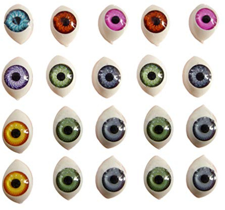 Acrylic Halloween Eyeballs: 100Pcs 12X16Mm Half Round Doll Eyes for DIY Crafts Simulation Eyes for Plush Toys Scrapbooking and Decoration （Assorted Color）