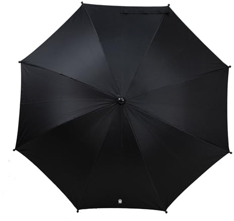 Sombrilla Dooky para cochecito o silla de paseo (universal y flexible, protección UPF 50+, flexibilidad de 180 grados, tecnología flex, sistema easyfix, repelente al agua), Negro