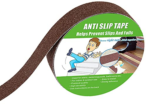 Yorwe Anti Slip Tape, High Traction, Strong Grip Abrasive, Not Easy Leaving Adhesive Residue, Indoor & Outdoor (25MM Width x 5M Long, Brown)