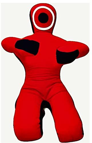Mannequin de lutte MMA – Sac de frappe de judo, MMA, BJJ, jiu-jitsu, position assise, mains avant (vide, toile) (101,6 cm, toile rouge)