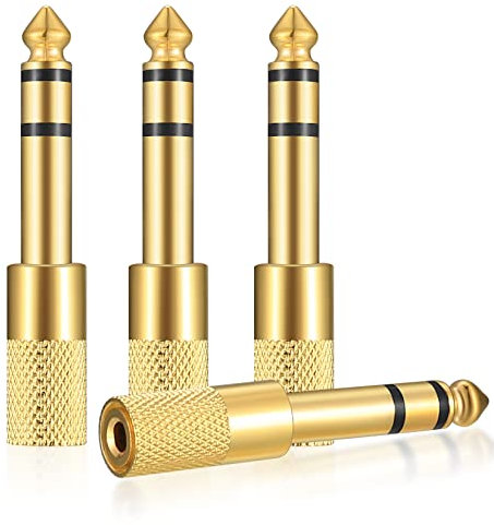 4 Stück Kopfhöre Klinken Adapter 6,5mm Klinke Stecker auf 3,5mm Klinke, 6.5mm (1/4 Zoll) Klinkenstecker auf 3.5mm (1/8 Zoll) Klinken Buchse aux Stereo Audio Adapter für Kopfhörer oder Lautsprecher