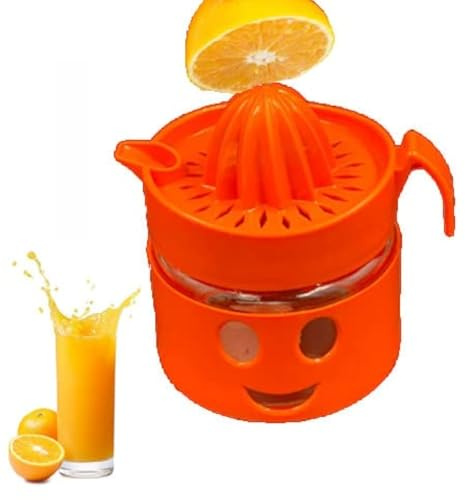 Buy-Simplicity® Presse-agrumes manuel en verre - Presse à la main - Presse-agrumes multifonction - 300 ml - Presse-fruits en plastique et verre - Orange foncé
