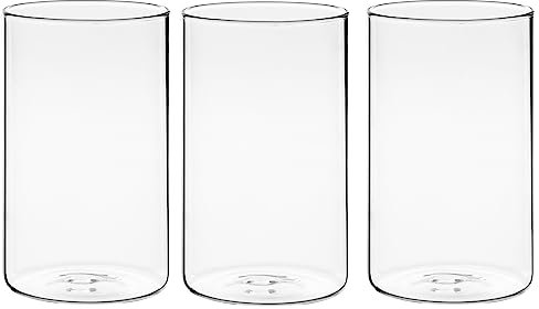 Winter Shore 15 cm Hohe Glasvasen für Tischdeko [3er-Pack] - Gläser für Kerzen, Blumen, Kieselsteine, Muscheln, Perlen & Windlicht Glas - Durchsichtige Glasvase Zylinder - Vasen Hochzeit Tischdeko