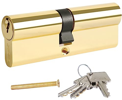 DIDA® 90mm(40/50) Euro Cylinder Lock,UPVC Door Lock Barrel with 3 Keys,High Security,Anti-Pick Anti-Bump Anti-Drill,Polished Gold Finish,Suitable for All Door Types,BS EN 1303:2007