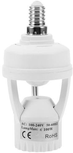 DOITOOL 1 Stück E14-Induktionslampenfassung Bewegungsmelder Steckdose LED-Lichtsockel E14-Glühbirnee14 Auf E27 Adapter Konverter Lampenfassung E14 Stecker-Adapter Glühbirnensplitter（nennlast <100 W
