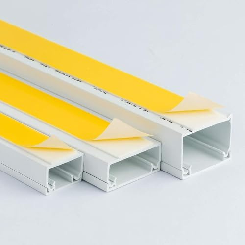 Electrical Cable Trunking with Self Adhesive White Paintable PVC Trunking Wire Tidy Conduit 1 Meter (2x 1m White, 16x16mm)
