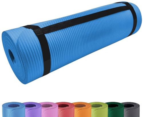 Deluxe Yogamatte Rutschfest und Gepolstert Tragegurt extra dick 15mm - Premium Gymnastikmatte mit Tragegriff für Zuhause und Draußen - auch als Isomatte oder Campingmatte 180 x 60,5 cm (Blau)