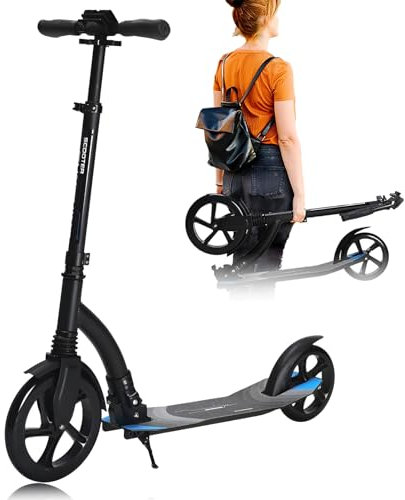 GHBXJX Scooter 230mm Giant XXL Wheel, Kinder Roller Erwachsene mit Federung | Cityroller für Erwachsene klappbar und höhenverstellbar | Tretroller Erwachsene | Cityroller Kinder ab 6+,Schwarz