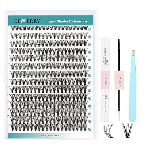 GEMERRY 30D 10-18mm Kit Pestañas Postizas Individuales DIY Kit | De Extensión De Pestañas Individuales Pestañas Pelo a Pelo y Pegamento Pinzas Extension Pestañas Kit(30D-0.07D-10-18mm-Set)