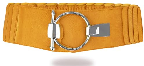 Gloop Damen Taillengürtel Elastischer gürtel 8 cm breiter Hüftgürtel silberner Ring
