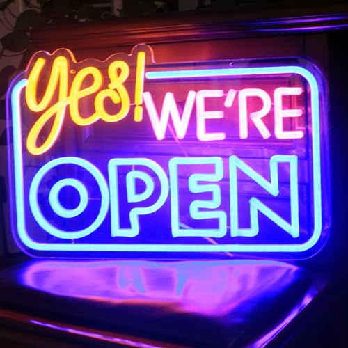 DAKABUKA. Yes We are Open business neonskylt dimbar LED neonljus öppen USB-enhet företag butik café hotell restaurang bar dekoration (42 x 28 cm)
