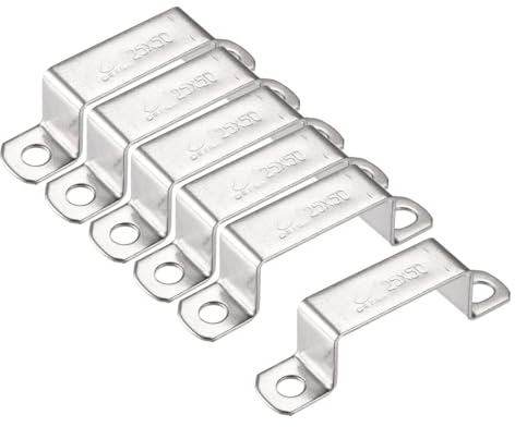 TA-VIGOR 6 Stück U-förmige Halterungen, 50 mm x 25 mm, Edelstahl, Rohrstützen, robuste Rohrhalter für Türschließstange, Befestigung von
