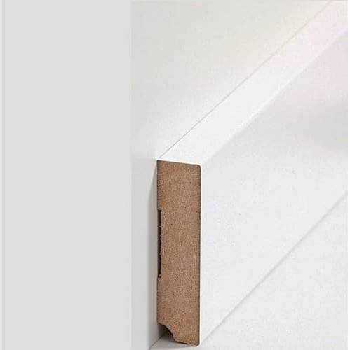Plinthe MDF 19 x 80 x 2500 mm noyau MDF laminé Blanc à coller, clipser, visser & clouer Plinthe de PROVISTON 12,5 mètres | 5 pièces