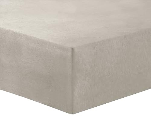 Vision Spannbettlaken, Flanell, Beige, 90 x 200 cm, mit 30 cm Spannhöhe, für Einzelbett, 100% Baumwollflanell, weich und warm, Ökotex