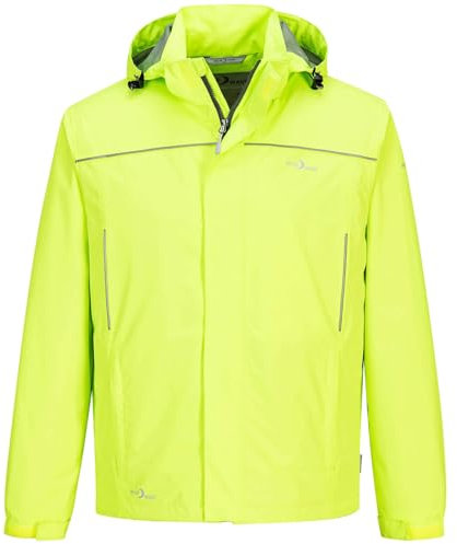 Blue Wave Herren Funktionsjacke Klaas - Verstaubare und wasserdichte Regenjacke mit Mesh-Innenfutter und Kapuze in Neongelb Größe XXL