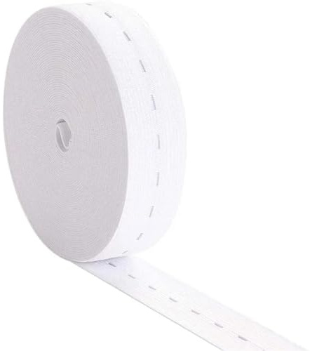 Cintas EláSticas De Costura Bandas elásticas con ojales de 2/5M, banda de costura elástica con parte posterior plana de 15/20/25mm, cinturón de cordón elástico de punto for pretina de pantalones DIY(W