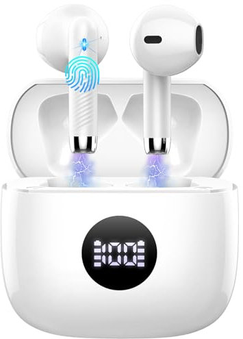 Wireless Earbuds, Bluetooth 5.4 Headphones HiFi Stereo, in Ear Earphones with 4 ENC Noise Cancelling Mics, 40H Playback Earbuds with Mini Case, IP7 Waterproof Ear Buds with USB C Charging, LED Display